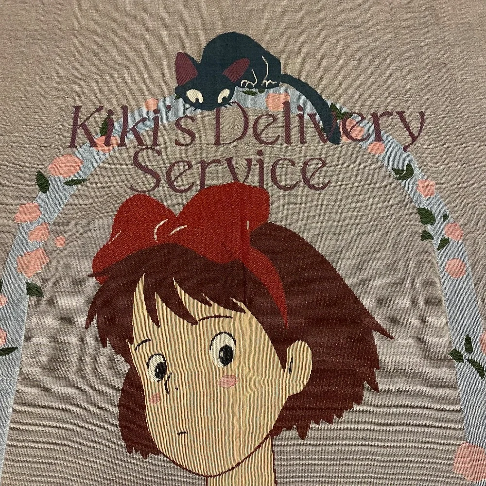 Studio Ghibli Kiki's Delivery Service Woven Tapestry Throw Blanket Jiji Wall Art